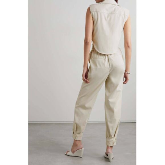 Jonathan Simkhai 0 Cream Rayley Cutout Crepe Jumpsuit Stretch Button Open Back - Picture 15 of 15